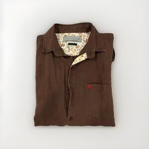 ETRO MENS BROWN COTTON LINEN BLEND SHORT SLEEVE SHIRT LARGE MADE ITALY VGC!